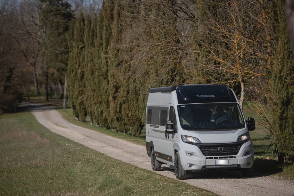 camper van travel in Greece on rural road